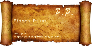 Pitsch Piusz névjegykártya
